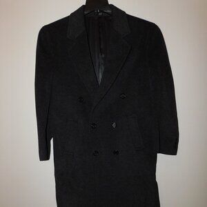 Men's Cashmere Blend Coat - charcoal gray - large - double breasted overcoat top